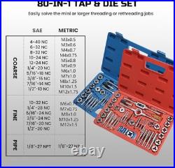 80pcs Tap and Die Set, SAE & Metric 40pcs & Standard 80pcs Tap and Die Set, SAE & Metric 40pcs & Standard