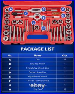 86Pc SAE Tap and Die Set Complete Standard & Metric Threading Kit