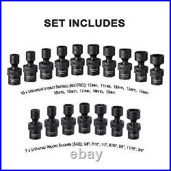 87 Pcs 3/8 Drive Master Impact Socket Set, SAE&Metric Standard, Deep, Swivel S 87 Pcs 3/8 Drive Master Impact Socket Set, SAE&Metric Standard, Deep, Swivel S