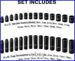 87 Pcs 3/8 Drive Master Impact Socket Set, Sae&Metric Standard, Deep, Swivel Sock