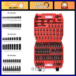 87-Piece 3/8 Drive Impact Socket Set Deep & Standard SAE/Metric, Universal &