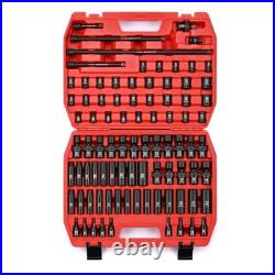 87-Piece 3/8 Drive Impact Socket Set Deep & Standard SAE/Metric, Universal &