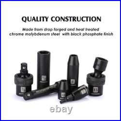 87-Piece 3/8 Drive Impact Socket Set Deep & Standard SAE/Metric, Universal &