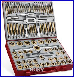 87pc SAE Metric Tap and Die Set Standard Titanium Master Threading Tool Kit Box