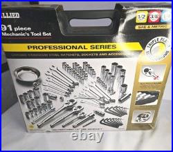 91 Piece Mechanic Tool Set SAE/Metric 1/4,3/8,1/4 with Storage Case