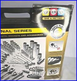 91 Piece Mechanic Tool Set SAE/Metric 1/4,3/8,1/4 with Storage Case