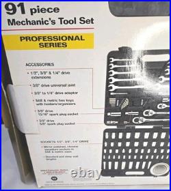 91 Piece Mechanic Tool Set SAE/Metric 1/4,3/8,1/4 with Storage Case