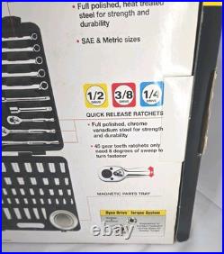 91 Piece Mechanic Tool Set SAE/Metric 1/4,3/8,1/4 with Storage Case