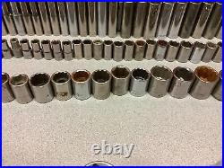 91 Pieces Vintage Craftsman 1/4 3/8 1/2 Drive Metric Standard Socket Set Tools