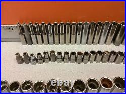 91 Pieces Vintage Craftsman 1/4 3/8 1/2 Drive Metric Standard Socket Set Tools