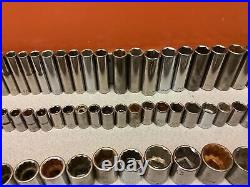 91 Pieces Vintage Craftsman 1/4 3/8 1/2 Drive Metric Standard Socket Set Tools