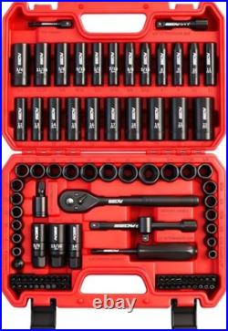 96-Piece Impact Socket Wrench Set, SAE & Metric, Cr-V Steel