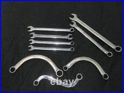 Assortment of 9 Snap On Wrenches Half Moon Combination SAE-Metric