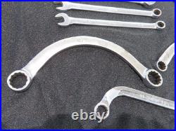 Assortment of 9 Snap On Wrenches Half Moon Combination SAE-Metric