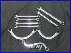 Assortment of 9 Snap On Wrenches Half Moon Combination SAE-Metric