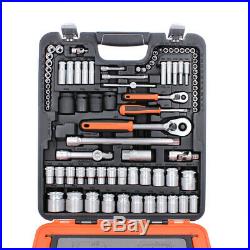 BAHCO S106 1/4 & 1/2 106 Piece Socket, Ratchet & Combination Spanner Set + Case