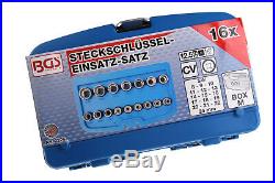 BGS Germany 16-pcs 1/2 Drive Metric SAE Torx Head Socket Set 12-Point 8mm-24mm