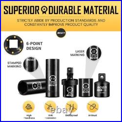 BOEN 1/4 Drive Impact Socket Set, 60Piece Standard SAE 5/329/16 & Metric 4