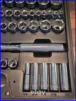 Benchtop 100 Piece Mechanics Tool Socket Set 1/4 3/8 1/2 Drive Metric & SAE
