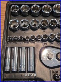 Benchtop 100 Piece Mechanics Tool Socket Set 1/4 3/8 1/2 Drive Metric & SAE