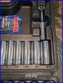 Benchtop 100 Piece Mechanics Tool Socket Set 1/4 3/8 1/2 Drive Metric & SAE