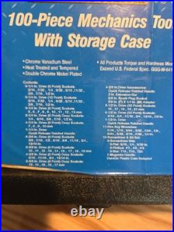 Benchtop 100 Piece Mechanics Tool Socket Set 1/4 3/8 1/2 Drive Metric & SAE
