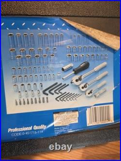 Benchtop 100 Piece Mechanics Tool Socket Set 1/4 3/8 1/2 Drive Metric & SAE