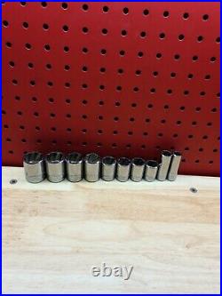 Blue-Point 10 Piece SAE + MM Twist Socket Set 10mm-1 3/8 + 1/2 Dr GREAT COND