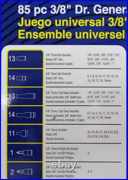 Blue-Point Tools NEW 85pc 3/8 Drive SAE / Metric General Service Set BLPGSS3885 Blue-Point Tools NEW 85pc 3/8 Drive SAE / Metric General Service Set BLPGSS3885