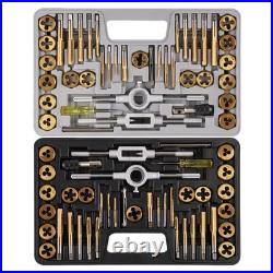 Brass Coated 80pcs SAE & Metric Tap and Die Set, Metric Standard Rethreading