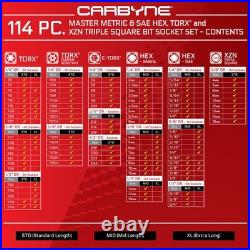 CARBYNE 114-Pc Master Metric & SAE Hex (Allen), Torx and XZN Triple Square Set CARBYNE 114-Pc Master Metric & SAE Hex (Allen), Torx and XZN Triple Square Set
