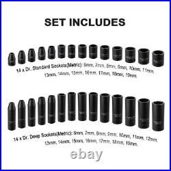CASOMAN 87 Pcs 3/8 Drive Master Impact Socket Set SAE&Metric SocketsCr-MO