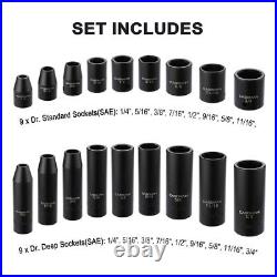 CASOMAN 87 Pcs 3/8 Drive Master Impact Socket Set SAE&Metric SocketsCr-MO