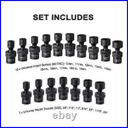 CASOMAN 87 Pcs 3/8 Drive Master Impact Socket Set SAE&Metric SocketsCr-MO