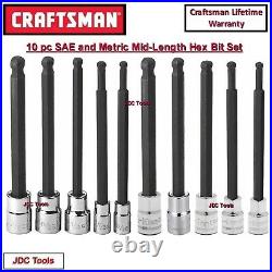 CRAFTSMAN 10pc 1/4 3/8 SAE & METRIC MM Long Hex Allen bit ratchet socket set