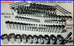 CRAFTSMAN 124 pc 1/4 3/8 1/2 Dr SAE METRIC MM 6pt 12pt wrench socket Tool set CRAFTSMAN 124 pc 1/4 3/8 1/2 Dr SAE METRIC MM 6pt 12pt wrench socket Tool set