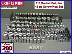 CRAFTSMAN 127pc 1/4 3/8 1/2 SAE&METRIC MM 6pt 12pt ratchet wrench socket set 116