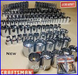 CRAFTSMAN 156 pc 1/4 3/8 1/2 Dr SAE METRIC MM 6pt 12pt wrench socket set 164 New