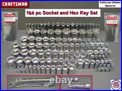 CRAFTSMAN 164 pc 1/4 3/8 1/2 Dr SAE METRIC MM 6pt 12pt wrench socket set 154 116 CRAFTSMAN 164 pc 1/4 3/8 1/2 Dr SAE METRIC MM 6pt 12pt wrench socket set 154 116