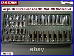 CRAFTSMAN 42 pc 1/2 Drive SAE MM Deep and Standard 12pt Socket Set New