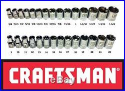 CRAFTSMAN EASY READ 29 pc SAE STANDARD & METRIC MM 1/2 DRIVE 6 POINT SOCKET SET