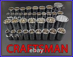CRAFTSMAN HAND TOOLS 36pc 1/2 SAE METRIC MM 12pt ratchet wrench socket set