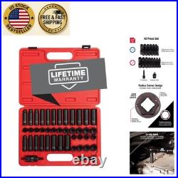 Complete 3/8 Drive 42-Piece Impact Socket Set with Case SAE & Metric Sizes