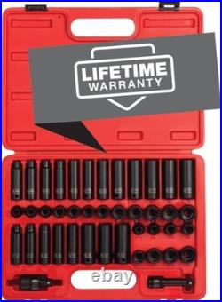 Complete 3/8 Drive 42-Piece Impact Socket Set with Case SAE & Metric Sizes
