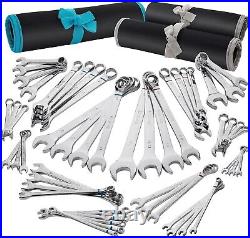 Complete 52-Piece SAE & Metric Wrench Set with Stubby Wrenches Polished Finish Complete 52-Piece SAE & Metric Wrench Set with Stubby Wrenches Polished Finish