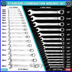 Complete 52-Piece SAE & Metric Wrench Set with Stubby Wrenches Polished Finish Complete 52-Piece SAE & Metric Wrench Set with Stubby Wrenches Polished Finish