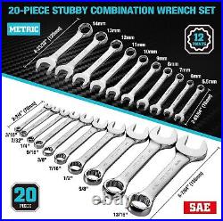 Complete 52-Piece SAE & Metric Wrench Set with Stubby Wrenches Polished Finish Complete 52-Piece SAE & Metric Wrench Set with Stubby Wrenches Polished Finish