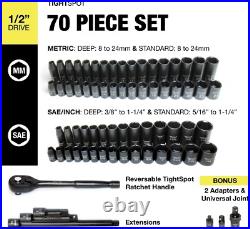 Comprehensive 70pc Socket Master Set SAE & Metric, Standard & Deep Sockets