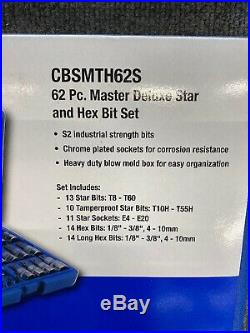 Cornwell CBS-MTH62S- 62pc. 1/4- 3/8- 1/2 Master Deluxe Star & Hex Set
