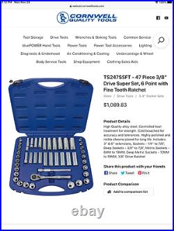Cornwell Tools 47 Piece 3/8 Drive Master Super Set SAE & Metric USA TS247SS